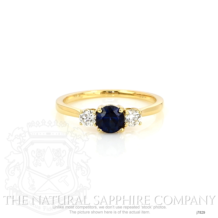 Blue Sapphire Ring - Round 0.63 Ct. - 18K Yellow Gold #J7829