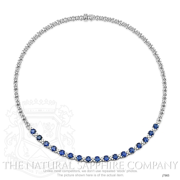 Image of Blue Sapphire Necklace - Oval 8.24 Ct. - 18K White Gold - #J7965