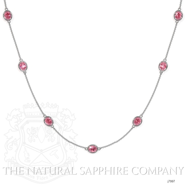 Image of Pink Sapphire Necklace - Oval 4.65 Ct. - 18K White Gold - #J7997