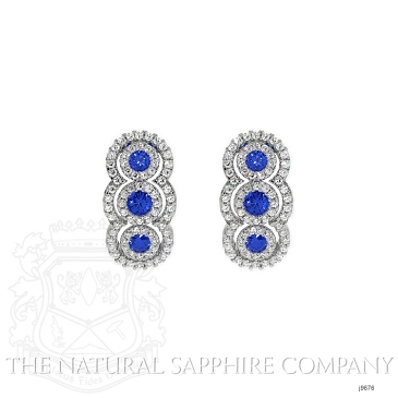 Image of Blue Sapphire Earrings - Round 0.40 Ct. - 18K White Gold - #J9676