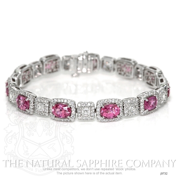 Image of Pink Sapphire Bracelet - Oval 11.86 Ct. - 18K White Gold - #J9732