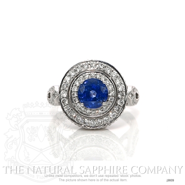 Image of Blue Sapphire Ring - Round 1.63 Ct. - 18K White Gold - #J9809