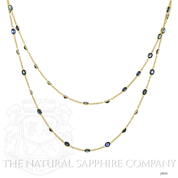 Image of Blue Sapphire Necklace - Oval 11.60 Ct. - 18K Yellow Gold - #J9834