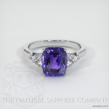 Image of Color Change Sapphire Ring - Cushion 4.54 Ct. - 18K White Gold - #JS1016W18,U10777