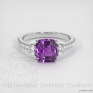 Image of Purple Sapphire Ring - Cushion 1.95 Ct. - 18K White Gold - #JS1020W18,U13669
