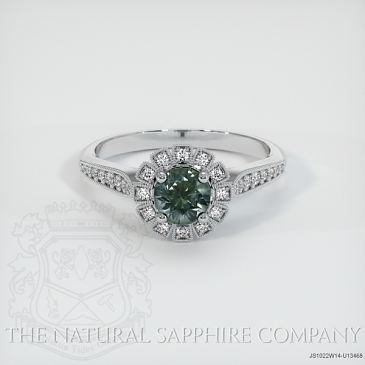 Image of Bluish Green Sapphire Ring - Round 0.48 Ct. - 14K White Gold - #JS1022W14,U13468