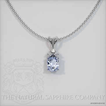 Image of Blue Sapphire Pendant Necklace - Cushion 0.84 Ct. - 14K White Gold - #JS102W14,B14192