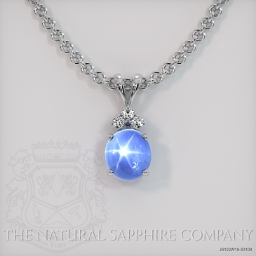 Image of Blue Sapphire Pendant Necklace - Oval 4.03 Ct. - 18K White Gold - #JS102W18,S3104