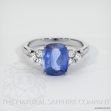 Image of Blue Sapphire Ring - Cushion 2.76 Ct. - 14K White Gold - #JS1034W14,B13611
