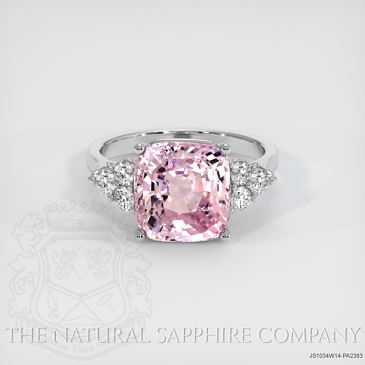Image of Padparadscha Sapphire Ring - Cushion 6.02 Ct. - 14K White Gold - #JS1034W14,PA2383