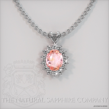 Image of Padparadscha Sapphire Pendant Necklace - Oval 2.16 Ct. - 18K White Gold - #JS103W18,S5580