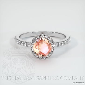 Image of Padparadscha Sapphire Ring - Round 0.77 Ct. - 14K White Gold - #JS1045W14,S4085