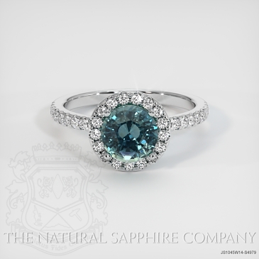 Image of Bluish Green Sapphire Ring - Round 2.03 Ct. - 14K White Gold - #JS1045W14,S4979