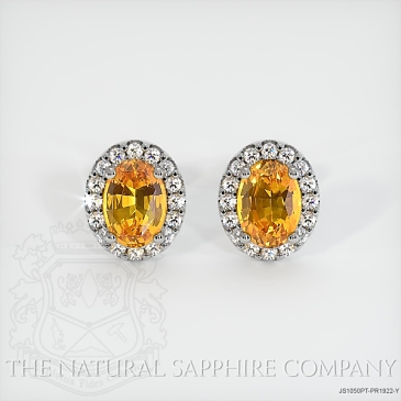 Image of Orangish Yellow Sapphire Earrings - Oval 1.90 Ct. - Platinum 950 - #JS1050PT,PR1922-Y