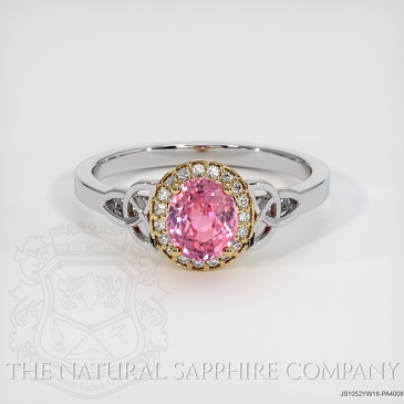 Image of Padparadscha Sapphire Ring - Oval 1.17 Ct. - 18K Yellow & White - #JS1052YW18,PA4008