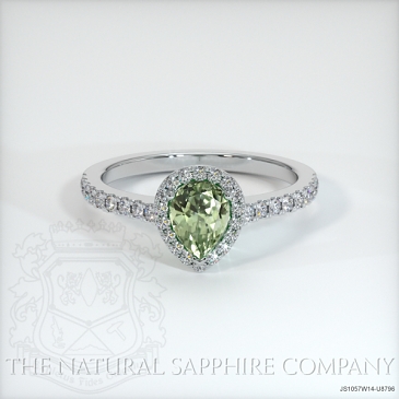 Image of Yellowish Green Sapphire Ring - Pear 1.03 Ct. - 14K White Gold - #JS1057W14,U8796