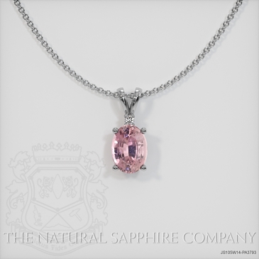 Image of Padparadscha Sapphire Pendant Necklace - Oval 1.86 Ct. - 14K White Gold - #JS105W14,PA3793