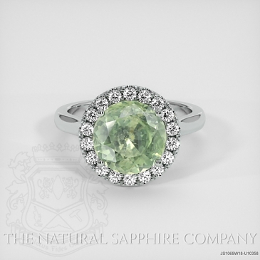 Image of Yellowish Green Sapphire Ring - Round 2.65 Ct. - 18K White Gold - #JS1069W18,U10358