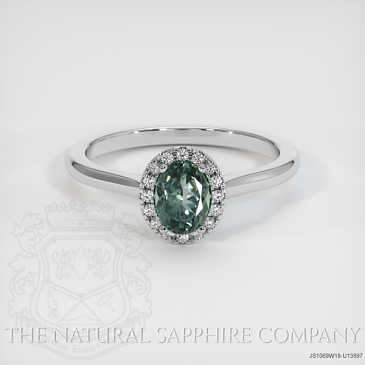 Image of Bluish Green Sapphire Ring - Oval 0.74 Ct. - 18K White Gold - #JS1069W18,U13897