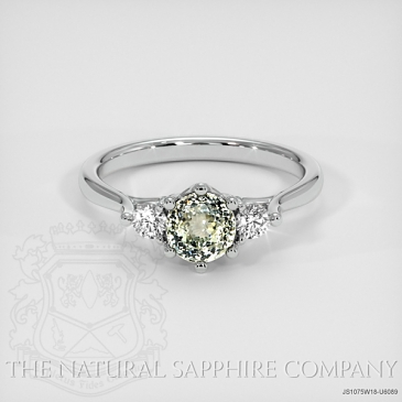 Image of Greenish Yellow Sapphire Ring - Round 1.40 Ct. - 18K White Gold - #JS1075W18,U6089