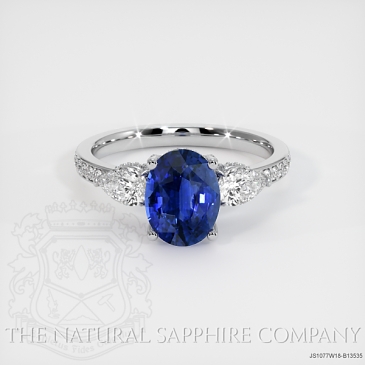Image of Blue Sapphire Ring - Oval 2.50 Ct. - 18K White Gold - #JS1077W18,B13535
