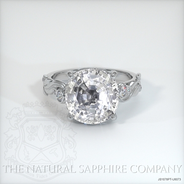 Image of White Sapphire Ring - Cushion 6.37 Ct. - Platinum 950 - #JS1078PT,U8073