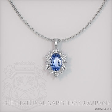 Image of Blue Sapphire Pendant Necklace - Oval 0.51 Ct. - 14K White Gold - #JS1086W14,B13918