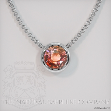 Image of Padparadscha Sapphire Pendant Necklace - Round 2.01 Ct. - 18K White Gold - #JS1096W18,PA3727