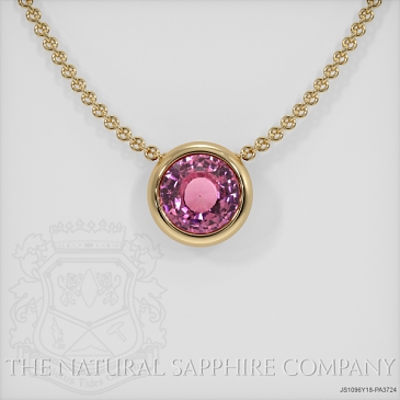 Image of Padparadscha Sapphire Pendant Necklace - Round 1.52 Ct. - 18K Yellow Gold - #JS1096Y18,PA3724