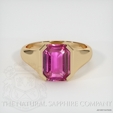 Image of Pink Sapphire Ring - Emerald Cut 3.14 Ct. - 18K Yellow Gold - #JS1105Y18,P3335