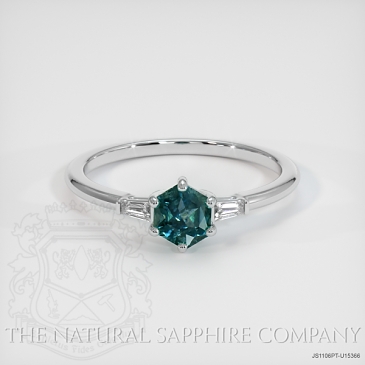 Image of Bluish Green Sapphire Ring - Fancy 0.89 Ct. - Platinum 950 - #JS1106PT,U15366