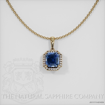Image of Blue Sapphire Pendant Necklace - Asscher 2.83 Ct. - 14K Yellow Gold - #JS1111Y14,B14054