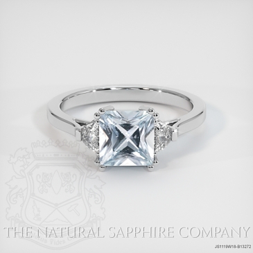 Image of Grayish Blue Sapphire Ring - Princess 1.23 Ct. - 18K White Gold - #JS1119W18,B13272