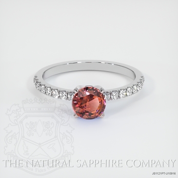 Image of Pinkish Red / Reddish Pink Sapphire Ring - Round 1.21 Ct. - Platinum 950 - #JS1121PT,U10916