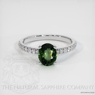Image of Green Sapphire Ring - Oval 1.12 Ct. - 14K White Gold - #JS1121W14,U15224