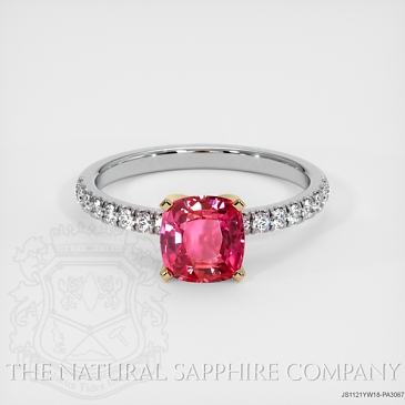 Image of Padparadscha Sapphire Ring - Cushion 1.56 Ct. - 18K Yellow & White - #JS1121YW18,PA3067