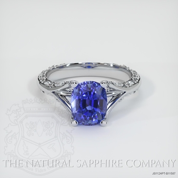 Image of Blue Sapphire Ring - Cushion 2.29 Ct. - Platinum 950 - #JS1124PT,B11587