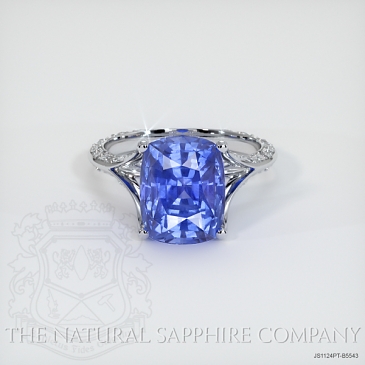 Image of Blue Sapphire Ring - Cushion 6.76 Ct. - Platinum 950 - #JS1124PT,B5543