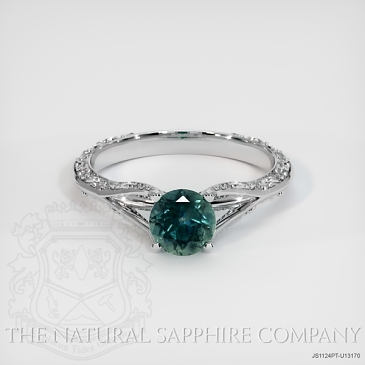 Image of Greenish Blue Sapphire Ring - Round 1.03 Ct. - Platinum 950 - #JS1124PT,U13170