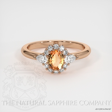 Image of Padparadscha Sapphire Ring - Oval 0.46 Ct. - 14K Rose Gold - #JS1125R14,PA4167