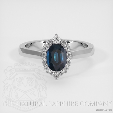 Image of Greenish Blue Sapphire Ring - Oval 1.07 Ct. - 18K White Gold - #JS1126W18,U11939