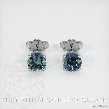 Image of Greenish Blue Sapphire Earrings - Round 0.83 Ct. - Platinum 950 - #JS112PT,PR3693-U