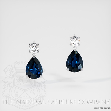 Image of Blue Sapphire Earrings - Pear 2.68 Ct. - Platinum 950 - #JS1132PT,PR4024-B