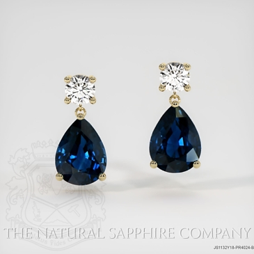 Image of Blue Sapphire Earrings - Pear 2.68 Ct. - 18K Yellow Gold - #JS1132Y18,PR4024-B