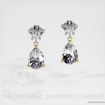 Image of White Sapphire Earrings - Pear 1.71 Ct. - 14K Yellow & White - #JS1132YW14,PR2723-U
