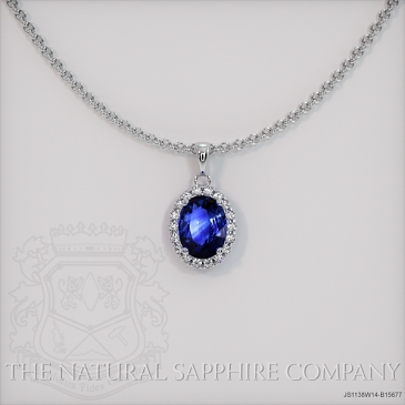 Image of Blue Sapphire Pendant Necklace - Oval 2.21 Ct. - 14K White Gold - #JS1138W14,B15677