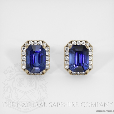 Image of Blue Sapphire Earrings - Emerald 4.35 Ct. - 14K Yellow Gold - #JS1144Y14,PR2600-B