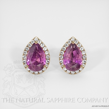 Image of Purplish Pink Sapphire Earrings - Pear 2.92 Ct. - 14K Yellow Gold - #JS1145Y14,PR2820-P