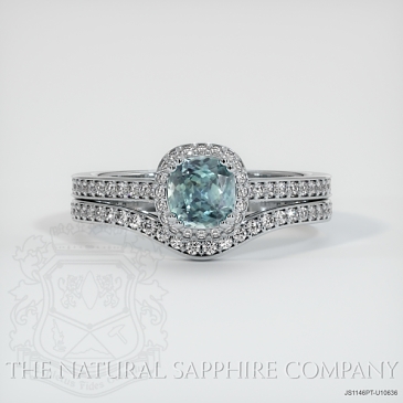 Image of Greenish Blue Sapphire Ring - Cushion 0.92 Ct. - Platinum 950 - #JS1146PT,U10636