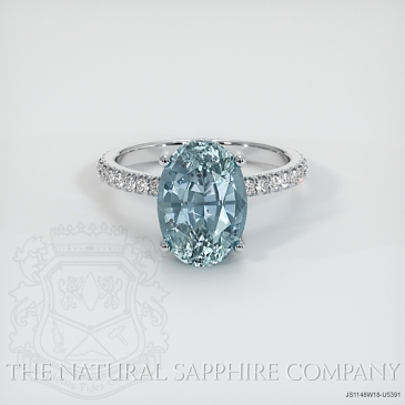 Image of Grayish Blue Sapphire Ring - Oval 5.22 Ct. - 18K White Gold - #JS1148W18,U5391